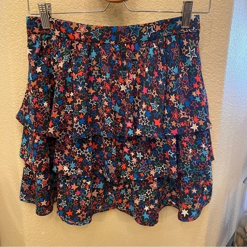 J. CREW Women Multicolor Star Print Tiered Skirt Size 2P